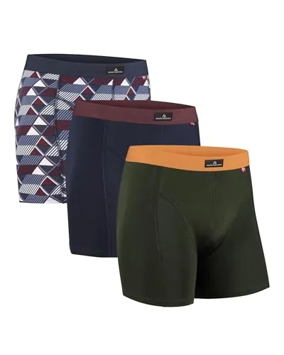 DANISH ENDURANCE Calzoncillos Hombre, Algodón, 3 y 10 Pack MC (1xVerde/Naranja, 1xAzul Marino Azul/Bordeaux, 1xRetro) L
