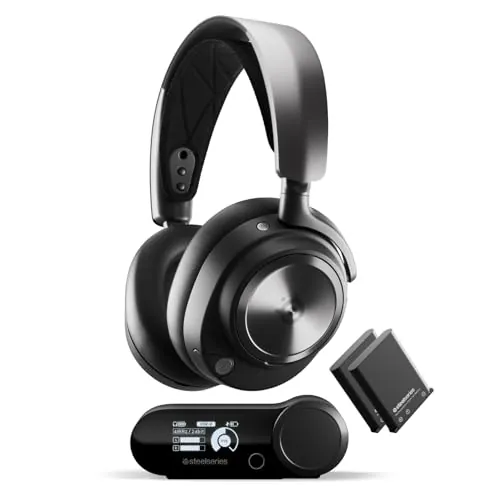 SteelSeries Arctis Nova Pro Wireless - Cascos Gaming Inalámbricos Multisistema (PC, PS, Móvil) - Premium Drivers - Controlador neodimio - Cancelación de Ruido - ClearCast Gen 2 - Negro