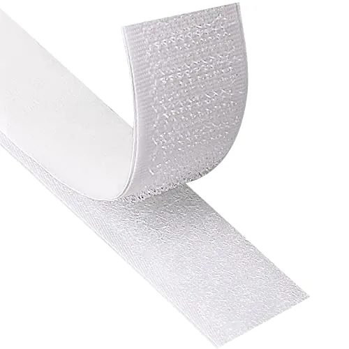 Blooven 8 Metros 20 mm Auto Adhesivo Cinta Rollo Hook y Loop Tape Gancho y Cinta de Lazo (20 mm x 8 m, Blanco)