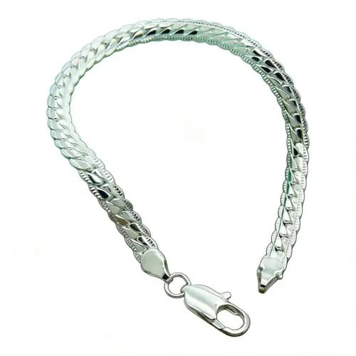 YFZCLYZAXET Pulsera De Plata Maciza 925 Joyería De Moda para Mujer 5MM Brazalete De Cadena De Serpiente Regalo