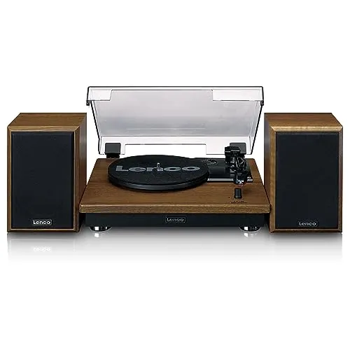 Lenco LS-100 Tocadiscos hi-fi - con Bluetooth 5.0 - Altavoz Externo - 2 x 10 w rms - transmisión por Correa - Apagado automático - Madera