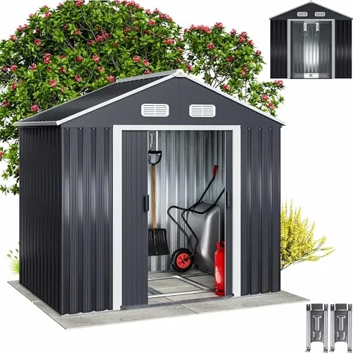 GARDEBRUK Cobertizo Jardín 2m² Acero Galvanizado con Base Negro