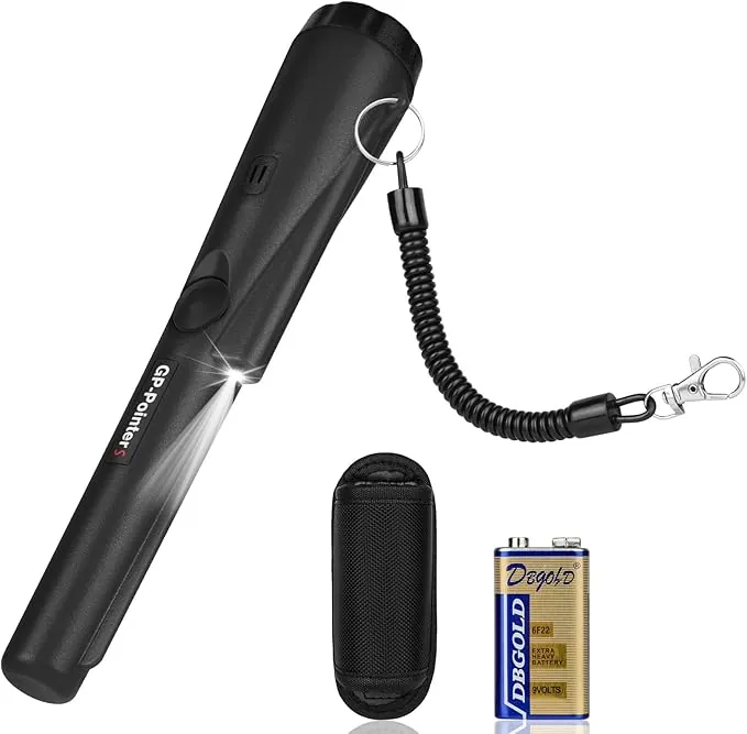 Flintronic Detector de Metales Portátil, 360° Exploración, Impermeable Alta Sensibilidad Detectores de Metales con Indicador LED Incorporado, Apto a Buscar Monedas de Oro, Moneda, Joyas, Negro