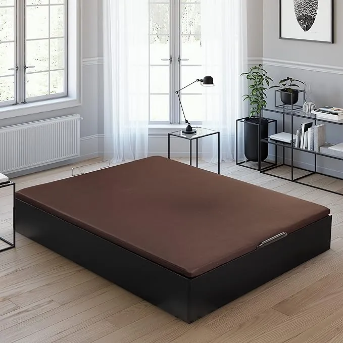 ROYAL SLEEP Canapé Abatible de Madera | 135x190 | Montaje y Retirada de Usado Incluido | Gran Capacidad | Tapa 3D Transpirable | 32 cm | Color Wengué | Space Bed