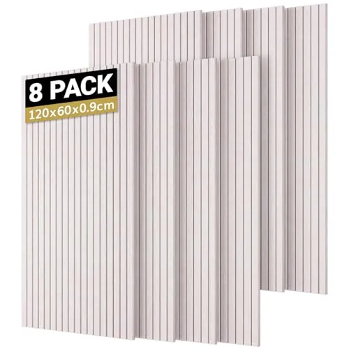 TONOR 8 PCS Paneles Acusticos Grande, 120x60x0,9cm Paneles Insonorizacion Pared, Aislante Acustico Autoadhesivo, Panel Decorativo Pared para Página Principal Sala de Uía Oficina,Camello claro
