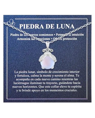 BOCHOI Collar Mujer Piedra de Luna para Mujer Piedra de la Luna Regalo para mujer Collar Colgante Original Cumpleaños Navidad San Valentín para Hija, Mamá, Mate (plateado)