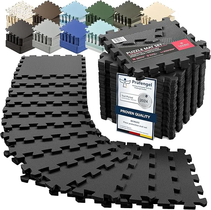 Esterilla Fitness Puzzle para Suelos de Gimnasio | Set de Protección Goma Espuma Losas Caucho para Máquinas de Deporte, Alfombrilla Protector Expandible Tatami Tapiz Alfombra Colchonetas Pesas Gym