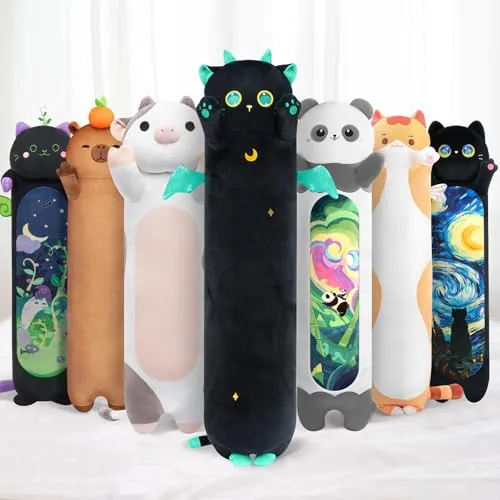 Mewaii - Cojín de Peluche para Animales (50 cm, Gato Negro)