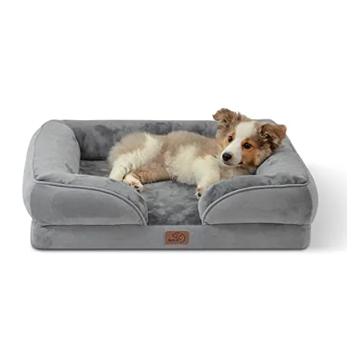 lili Cama Perro Ortopédica Mediano - Sofá Perro Viscoelastica y Lavable, Colchon Perro con Funda Desenfundable y Forro Impermeable, Gris,71x58x18cm