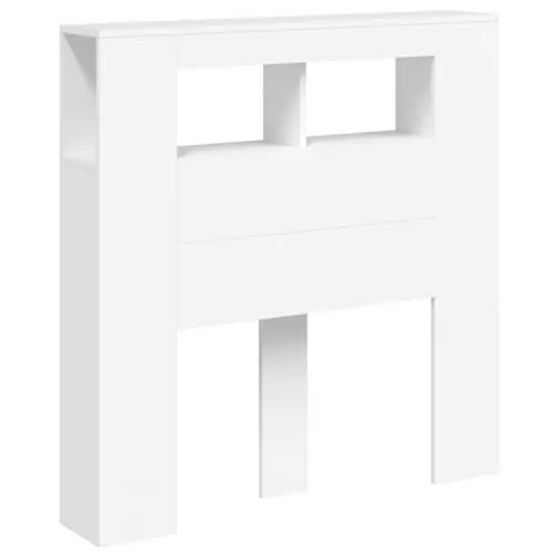 vidaXL Cabecero con LED, Cabecera con Almacenaje, Cabezal de Cama, Cabecero para Dormitorio, Madera de Ingeniería Blanco 100x18,5x103,5 cm