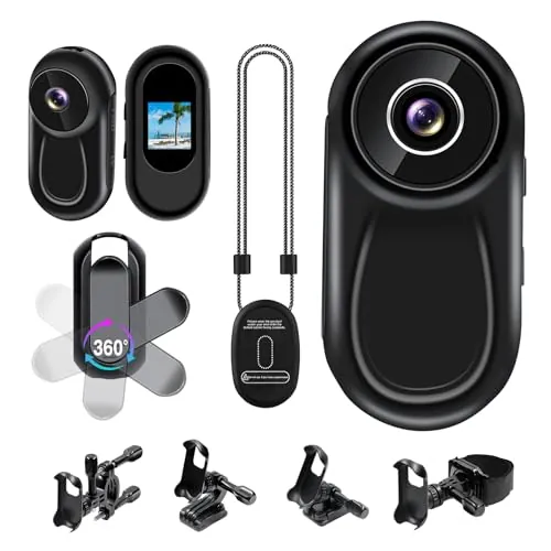 Yadayuki Cámara de Acción, 1080P HD & Clip Giratorio de 360° Camara Deportiva, Mini Cámara de Cuerpocon Imán mit 0,85 pollici Pantalla, Cámara para Casco/Moto Deportivo con Visión Nocturna