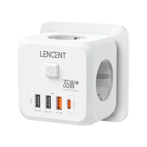 LENCENT Enchufe USB Cubo con Carga Rápida PD35W, Ladron Enchufe 4000W