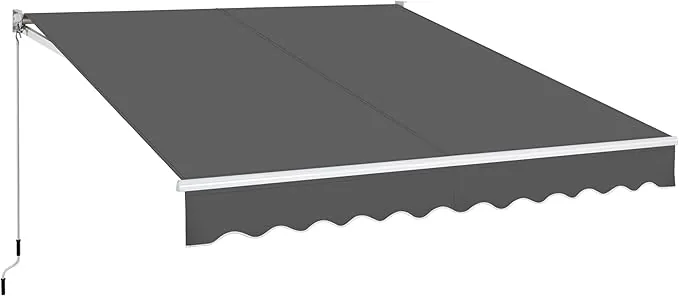 Yaheetech Toldo Manual Retráctil 300x250cm con Manivela de Aluminio de Pared o Techo con Protección Solar UV50+ para Jardín Terraza Exterior Gris Oscuro