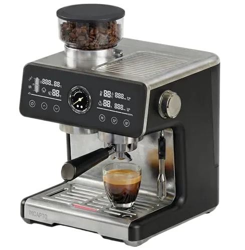 Incapto Sabi Cafetera Espresso Semiautomática, Prensado Automático, Black | Extracción uniforme con prensado automático, Espuma perfecta con vaporizador con sensor, 35 niveles de molienda