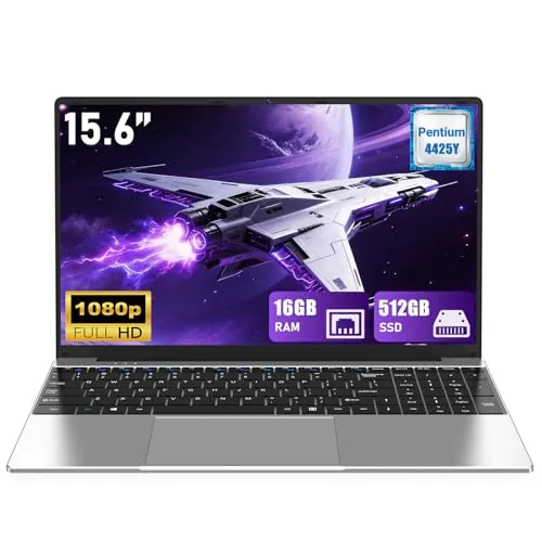 FUNYET Ordenador Portátil, 2026 Laptop de 15,6 Pulgadas,16GB RAM 512GB SSD,Portátil Pentium Gold 4425Y, IPS FHD 1920 * 1080 Notebook Laptop, 180°Open,5000 mAh, Supports TF Cards, Estudiante,Type-C