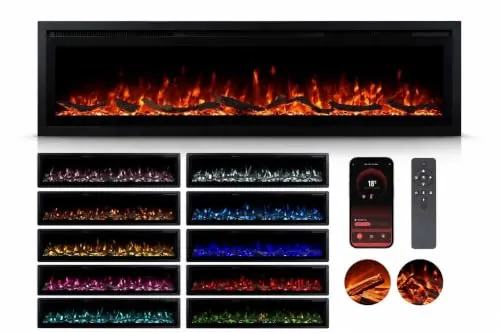 Mystflame Crystal 60 BEF Chimenea Eléctrica 152cm, 1800W, App