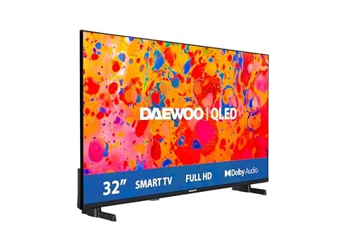 Daewoo 32DM65QV Smart TV de 32" QLED, con Resolución Full HD (1920 x 1080), HDR, Compatible con Asistente de Voz Alexa