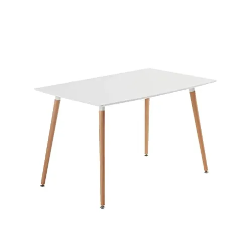 Baroni Home Mesa de Madera de en Estilo Escandinavo, Ideal para Comedor, Cocina, salón o como Escritorio de Oficina, Color Blanco, 120x70x72 cm