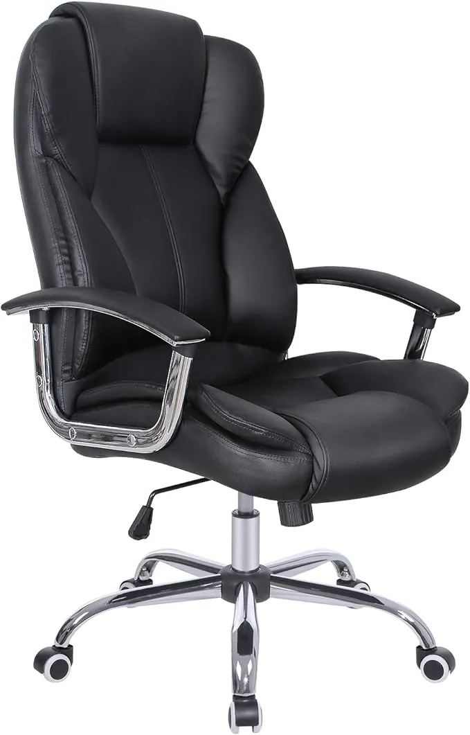 SONGMICS Silla de Oficina, Silla de Escritorio, Silla de Juego con Reposabrazos, Silla de Ordenador, Silla Ejecutiva, Altura Ajustable , para Estudio, Negro Tinta OBG57B
