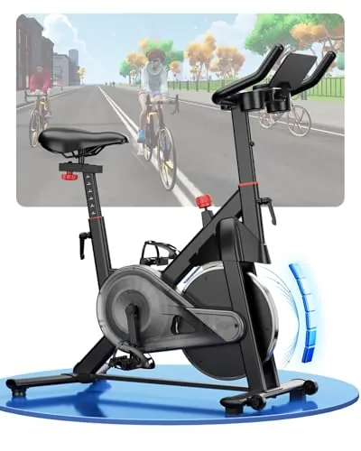 Copant Bicicleta Estática en Cass con Pantalla LCD y App Control, Bicicleta de Ejercicio Interior con Resistencia Magnética Ajustable, Capacidad de Carga 136KG