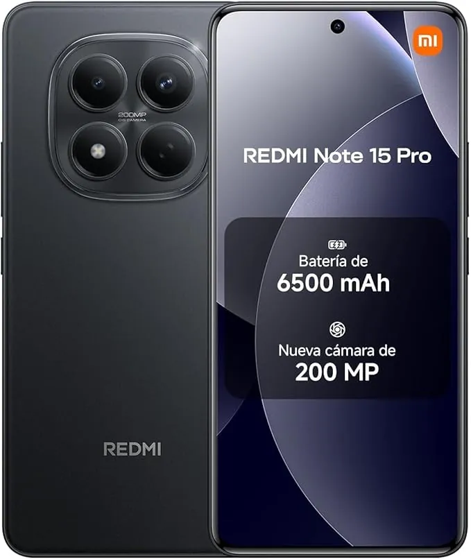 XIAOMI REDMI Note 15 Pro 4G - Smartphone de 12+512GB, batería de 6500 mAh, cámara de 200 MP, Pantalla AMOLED FHD+ de 6,77 Pulgadas, Negro