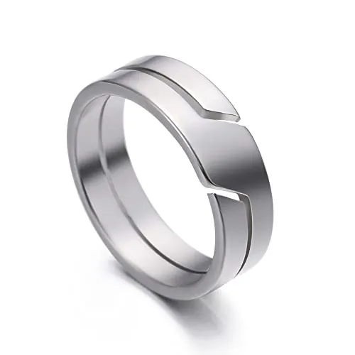 TEAMER Anillo de acero inoxidable para parejas, anillos de dedo casuales simples a la moda, joyería de compromiso, aniversario para hombres y mujeres (10, ESTILO 1-PLATA)