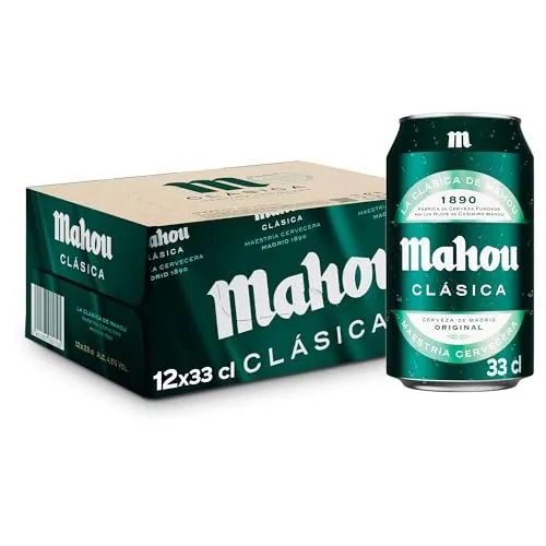 Mahou Clásica, Cerveza Lager Dorada, Pack 12 Latas x 33cl