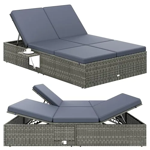 CASARIA Tumbona Doble Jardín 200x115Cm Gris Antracita