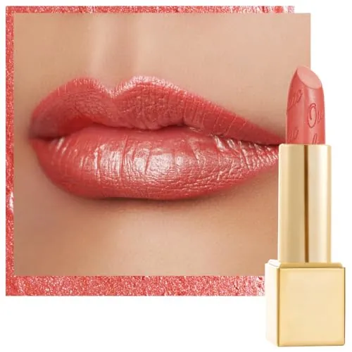 OULAC Pintalabios Coral Brillo Metálico, Brillo 3D de Larga Duración, Barras de Labios de Alta Pigmentación y Cobertura Total, Fórmula Cremosa e Hidratante, Vegan, 4.3 g, (06) Nemo Go Home