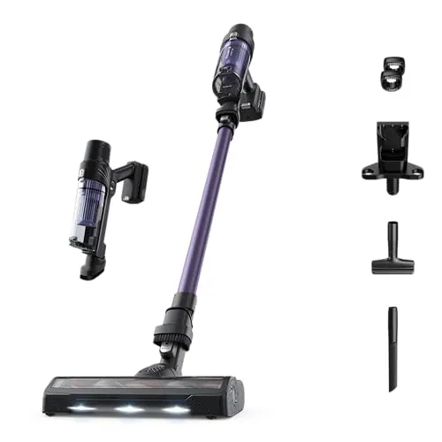 Rowenta X-Pert 7.60 Aspiradora sin cables, batería 45 min, motor 140W, filtro HEPA, diseño ergonómico, limpieza multisuperficie con accesorios y luz LED, color lila, RH6A31WO