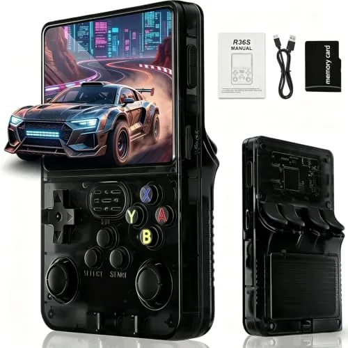 Consola Retro Portátil de Juegos con Doble Joystick (Negro Radiante) | Pantalla IPS HD de 3,5", batería recargable de 3500 mAh, diseño portátil y controles cómodos
