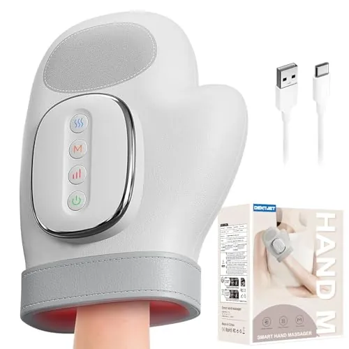 Masajeador de manos inteligente con alivio de compresión de calor, 3 modos para el alivio de la artritis y el túnel carpiano, masajeador eléctrico Shiatsu de muñeca/dedo/palma