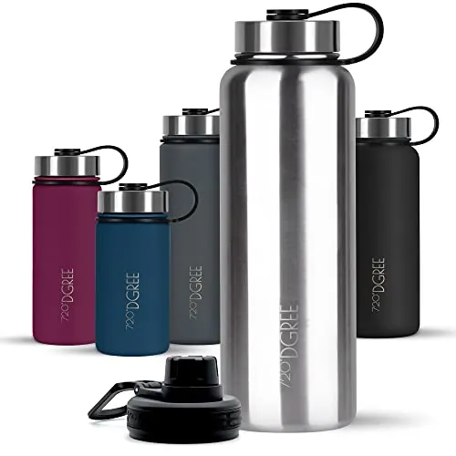 720°DGREE Botella Agua Termo Acero Inoxidable “noLimit“ – 530ml - Sin BPA Free, Antigoteo y Prueba de Fugas - Frasco térmico, Cantimplora Aislada Bebida Caliente Frío con Gas +Cubierta Deporte Gratis
