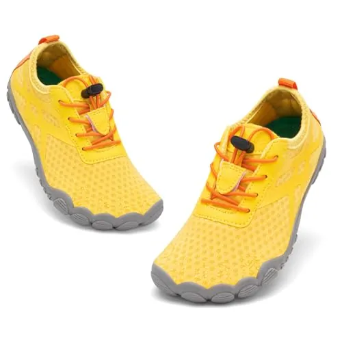 SAGUARO Escarpines Barefoot para Niños, Zapatos de Agua Antideslizantes de Secado Rápido para Playa Piscina Río, Zapatillas Minimalistas Acuáticos con Puntera Ancha para Niña y Niño Amarillo, Gr.28
