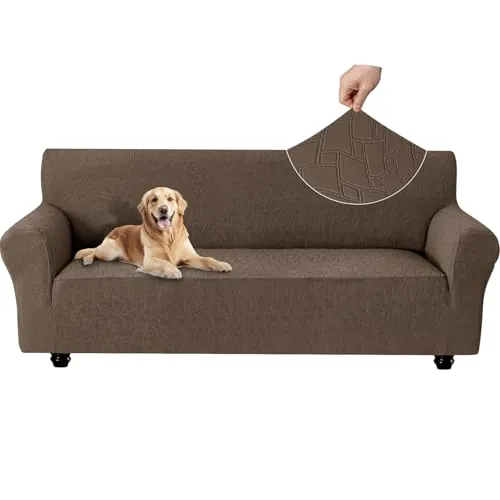 Ystyle Funda Sofa 3 Plazas, Couch Cover Elasticas, Funda para Sofa Antiarañazos Gatos, Forros para Sofas Antideslizante, Protector Sofa Antimanchas Lavable Anti Perros, Marrón