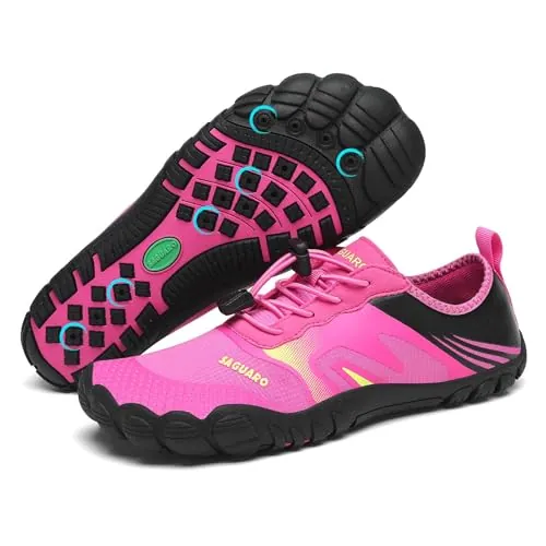 SAGUARO Mujer Hombre Escarpines - Barefoot Mujer Hombre Calzado Respetuoso Zapatillas Minimalistas Escarpines Agua Deportivas Zapatos Barefoot para Playa Surf Rio Piscina Rojocarmesí, Gr.39