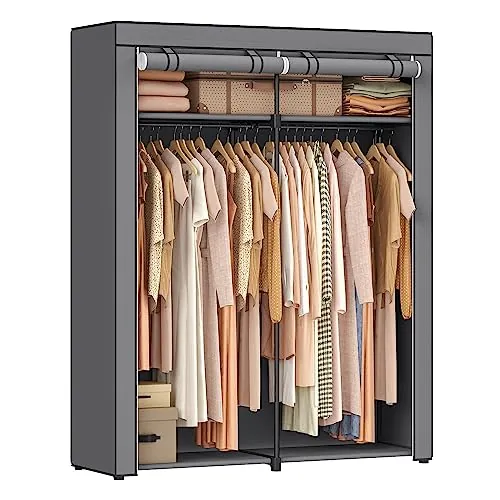 SONGMICS Armario de Tela Portátil, Armario de Ropa Plegable, Montaje Fácil | Perchero Guardarropa, 140 x 43 x 174 cm, para Dormitorio, Espacio Pequeño, Gris Paloma, Colección RYLAN RYG02GY