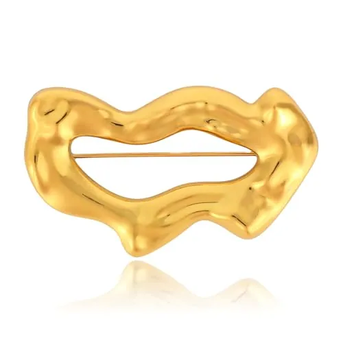 Mikovivi Broche Geométrico Dorado Minimalista, Broche Martillado Vintage Accesorio Joyería de Moda para Hombres y Mujeres para Traje y Vestido
