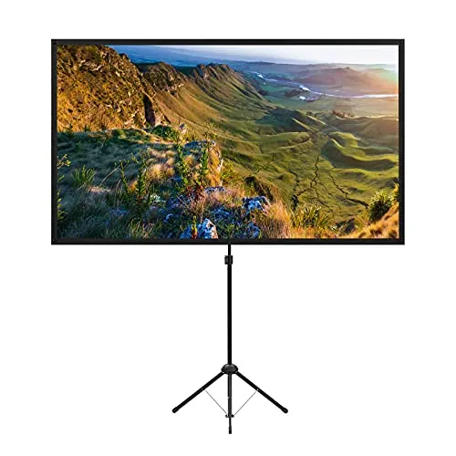 Pantalla de proyector con trípode, Pantalla de proyector portátil de 80 Pulgadas, 16:9, Pantalla de proyección 4K HD, Ligera y compacta, Fácil de Instalar y Transportar, Ideal para Cine en casa.