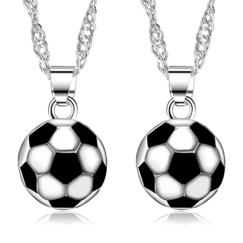 UEIOAVL Collares para niño, 2 uds collar de fútbol colgante de fútbol collar de Metal aficionado al fútbol atletas Unisex