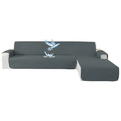 YSTELLAA Funda Sofa Chaise Long 2 Plazas, Gris Oscuro