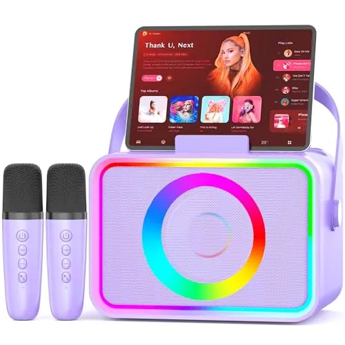 [2025] Karaoke Machine 2 Micrófonos: Sistema de Karaoke Wowstar con 2 micrófonos de Karaoke - Altavoz portátil Bluetooth Karaoke Box para Adultos y niños, Mesa de Mezclas en Vivo, Regalo para Navidad