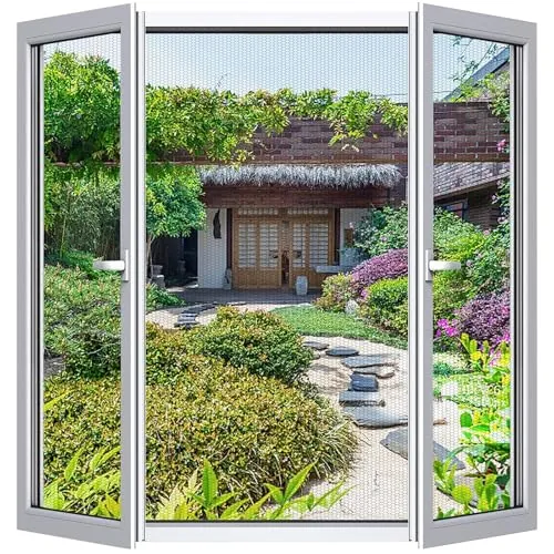 Cinkee Mosquitera para Ventana, Malla de Mosquitera Ajustable DIY para Ventanas Puertas y Patios, Sin Taladrar, Autoadhesiva (2 Piezas - 250 x 150 cm - Nero)