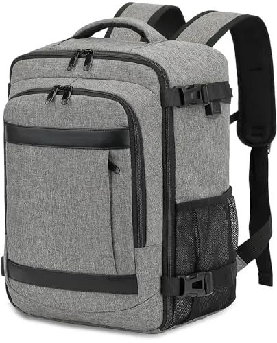 KLOSTAIN Mochila Viaje Cabina Avion 40x20x25 para Ryanair 20L Mochila Cabina Equipaje de Mano Bolso Hombre para Portatil Gris Melangé Claro