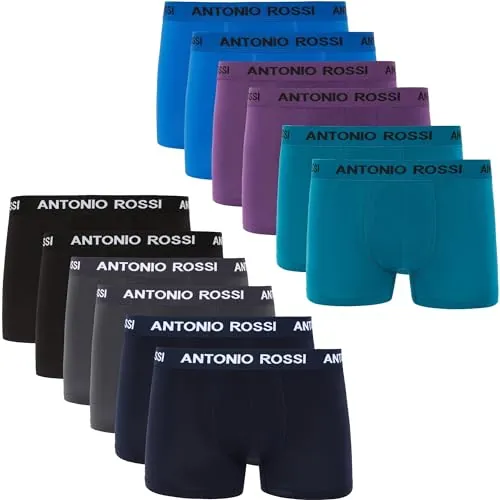 ANTONIO ROSSI paquete de 12 boxers ajustados para hombre - Calzoncillos tipo bóxer para hombre con cintura elástica