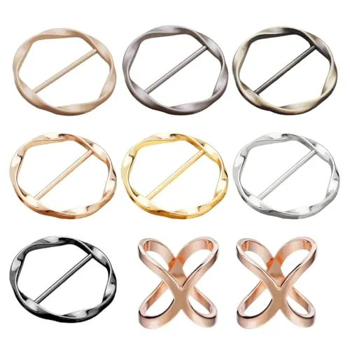 7 hebillas para bufandas de mujer, 2 hebillas para bufandas de seda, clips para camisa, clips para camisetas, alfileres de sujeción
