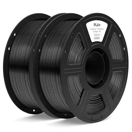 ELEGOO Filamento PLA+ 1.75 2KG Negro, Filamento PLA Plus para Impresora 3D, Precisión Dimensional +/- 0.02mm, Carrete Filamento 3D, para Mayoría Impresoras 3D