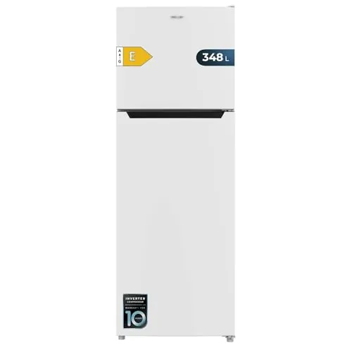 Cecotec Frigoríficos 2D Bolero CoolMarket 2D 348 NF White E. Motor Inverter NoFrost, Frigorífico 2 Puertas Blanco 170X59.5Cm, 348L, No Frost, Clase Energética E, Display Interior, Puerta Reversible
