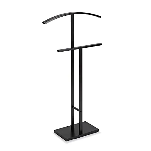Versa Lund Galán de Noche Moderno Multifuncional con 2 Perchas o Colgadores para Ropa de Hombre o Mujer, Medidas (Al x L x An) 100 x 20 x 52 cm, Acero, Color Negro