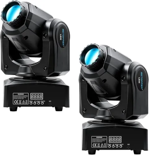 BETOPPER luces discoteca, Spot LED con 8 Gobos, 8 Colores, 9/11 Canales DMX-512, Activación por Sonido, Ideal para Fiestas, Baile, Eventos en Iglesia, DJ Móvil, Bares, Conciertos, Discotecas, etc.(x2)